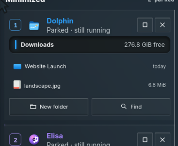 A parked File Browser card with its shortcut number in a separate outlined box
